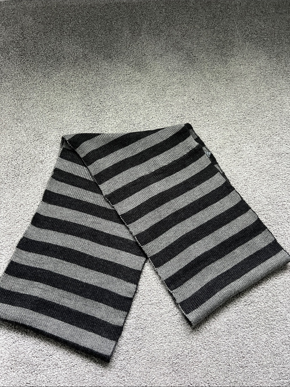 Express Black and Gray Striped Knit Infinity Scarf